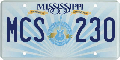 MS license plate MCS230