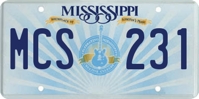 MS license plate MCS231