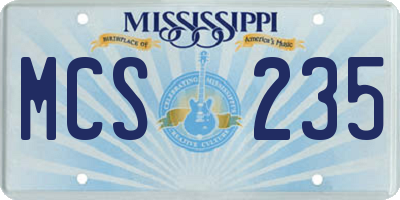 MS license plate MCS235