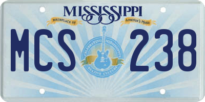 MS license plate MCS238