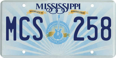 MS license plate MCS258