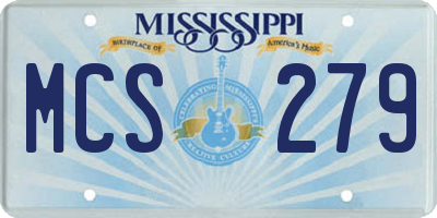 MS license plate MCS279