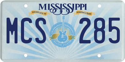 MS license plate MCS285