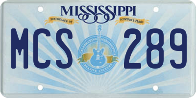 MS license plate MCS289