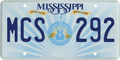 MS license plate MCS292