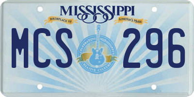 MS license plate MCS296