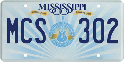 MS license plate MCS302