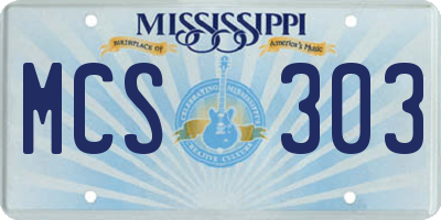 MS license plate MCS303