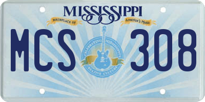 MS license plate MCS308