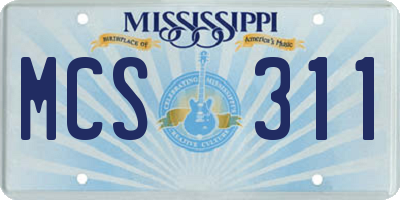 MS license plate MCS311