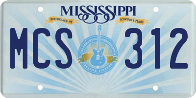 MS license plate MCS312
