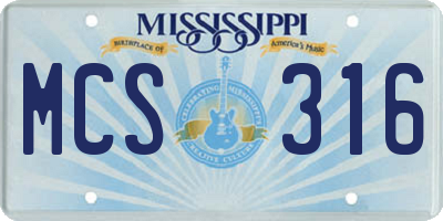 MS license plate MCS316