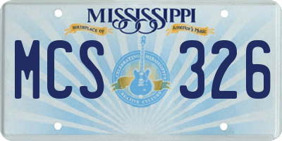 MS license plate MCS326