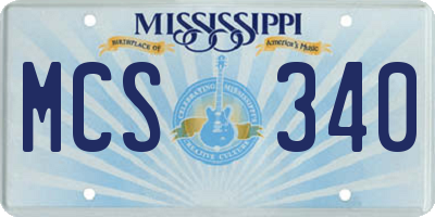 MS license plate MCS340