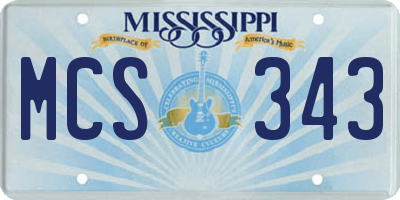 MS license plate MCS343