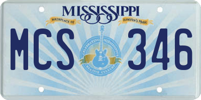MS license plate MCS346