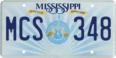 MS license plate MCS348