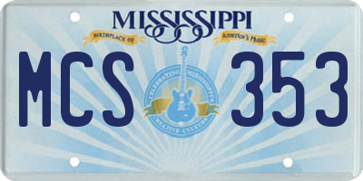MS license plate MCS353