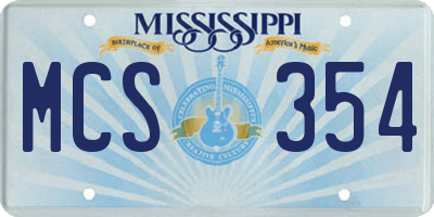 MS license plate MCS354