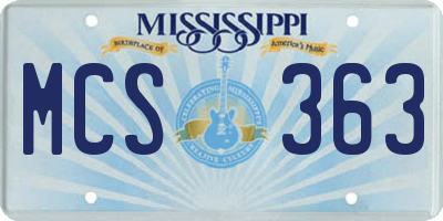 MS license plate MCS363