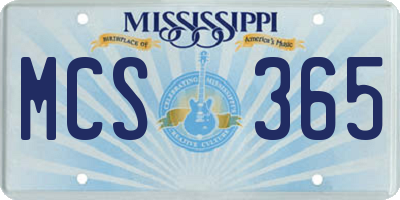 MS license plate MCS365