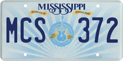 MS license plate MCS372