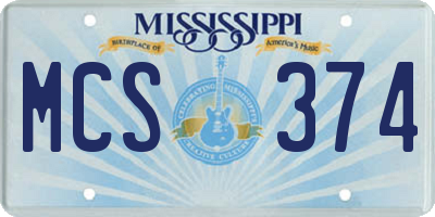 MS license plate MCS374