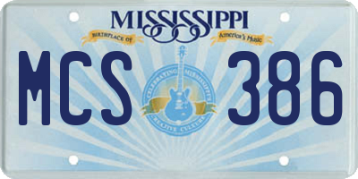 MS license plate MCS386