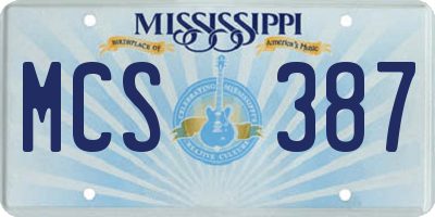 MS license plate MCS387