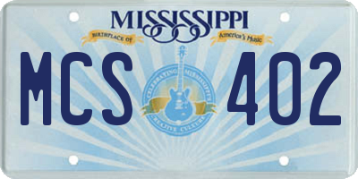 MS license plate MCS402
