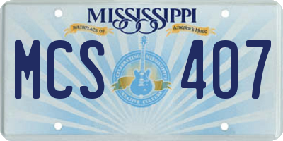 MS license plate MCS407