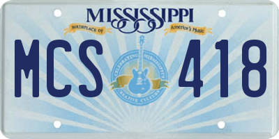 MS license plate MCS418