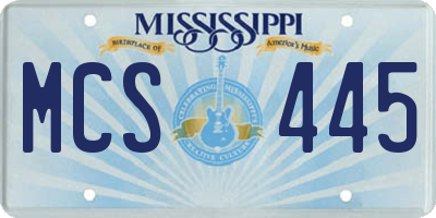 MS license plate MCS445