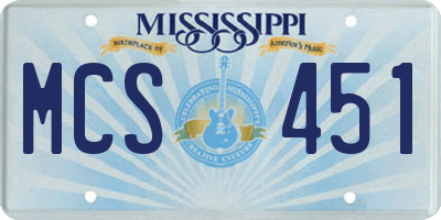 MS license plate MCS451