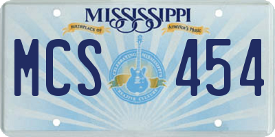 MS license plate MCS454