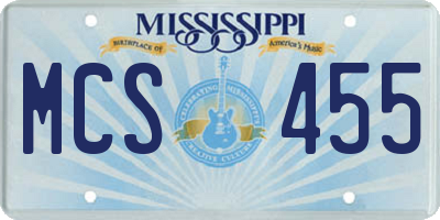 MS license plate MCS455