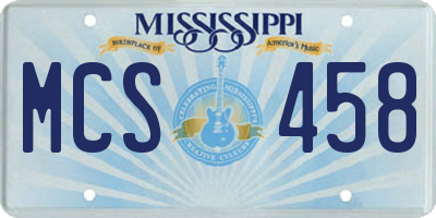 MS license plate MCS458