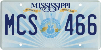 MS license plate MCS466