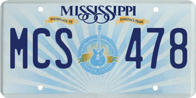 MS license plate MCS478