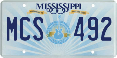 MS license plate MCS492