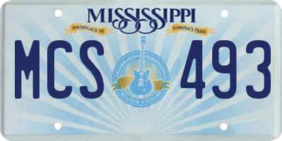 MS license plate MCS493