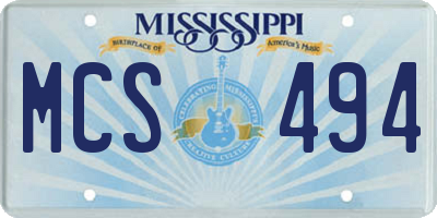 MS license plate MCS494
