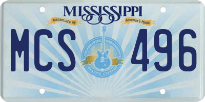 MS license plate MCS496