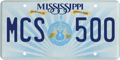 MS license plate MCS500
