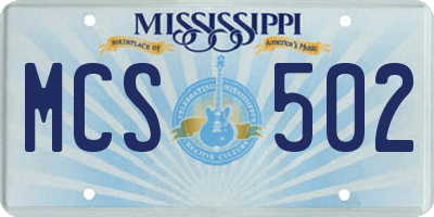 MS license plate MCS502