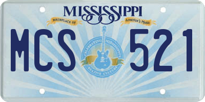 MS license plate MCS521