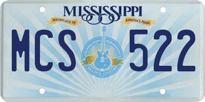 MS license plate MCS522