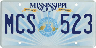 MS license plate MCS523