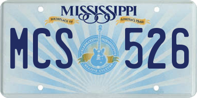 MS license plate MCS526