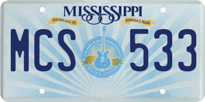 MS license plate MCS533